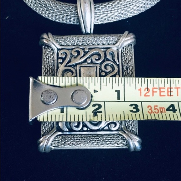 VINTAGE Silver Tone Snake Chain Pendant Necklace - Picture 12 of 15